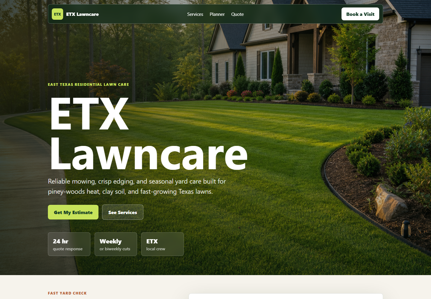 East Texas Lawncare website screenshot